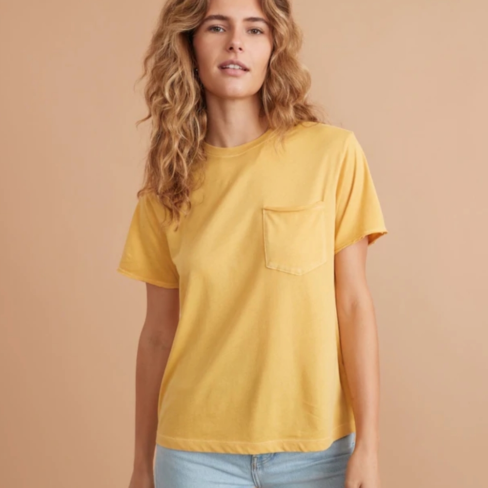Marine Layer Boyfriend Crew Tee In Ochre Women's Size Large